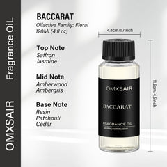 OMXSair Baccarat diffuser oil diffusion in a diffuser setup creates premium scent dispersion.