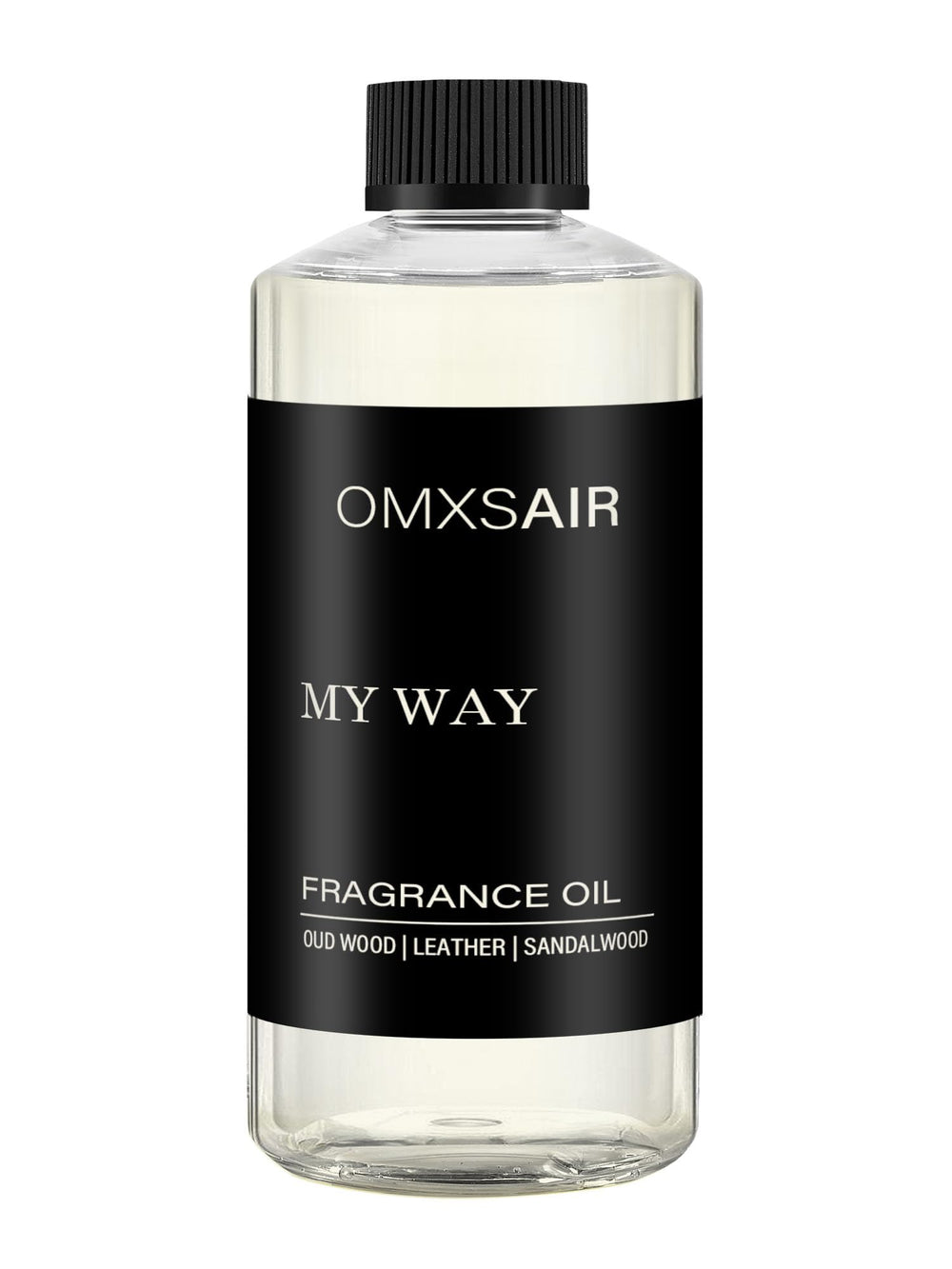 omxsair My Way bottle pour highlights premium diffuser oil for long-lasting fragrance.