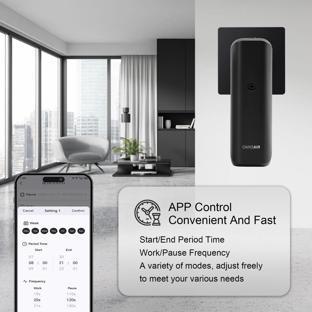 omxsair diffuser on a desk shows office-ready scent diffusion throughout workspaces