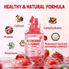 On Greenvita Magnesium Glycinate Gummies strawberry close-up showing sugar-free chewables.
