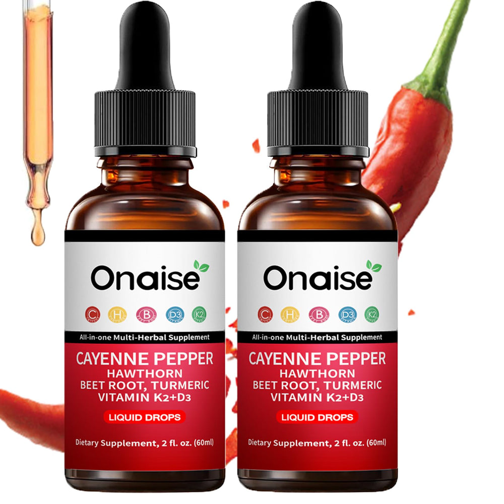 ONAISE Cayenne Pepper Drops bottle - easy daily supplementation for balanced energy and wellness.