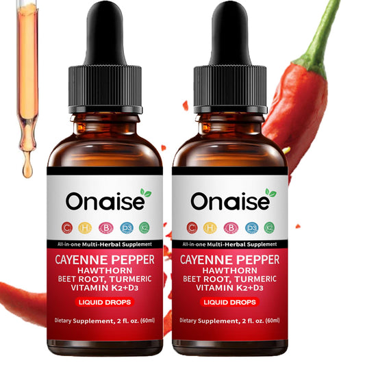 ONAISE Cayenne Pepper Drops bottle - easy daily supplementation for balanced energy and wellness.