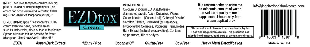 Packaging front of Ona's Natural EZDtox cream highlights USA-made, natural oils.