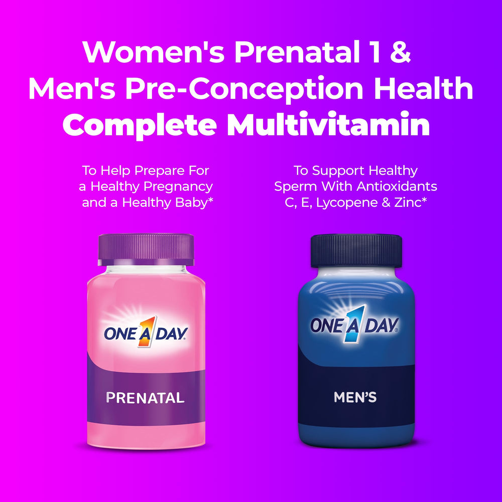 One A Day Men's Preconception Health tablets dispensed for daily use