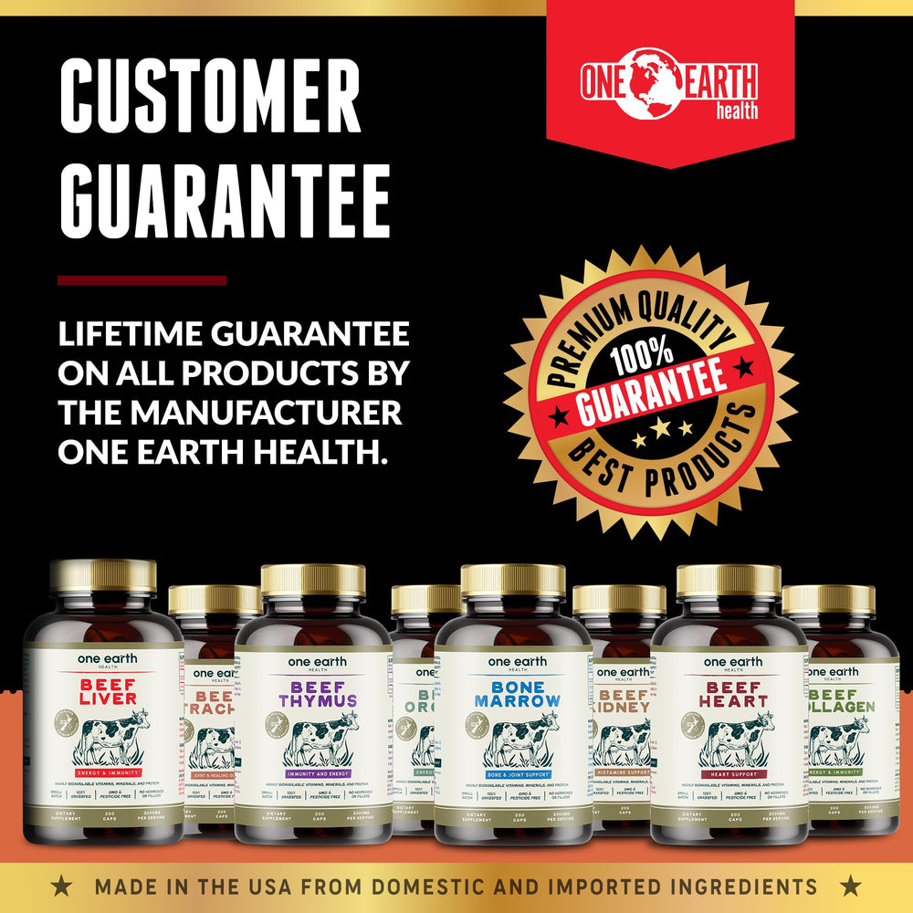 One Earth Health closeup of beef heart capsules for daily support