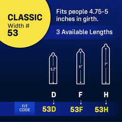 MyONE Custom Fit Classic Wide 55 condom with FitKit tool for precise width.