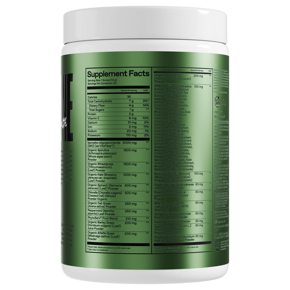 ONE OF ONE Greens & Gut Health powder in a glass showing lemon iced tea flavor for hydration.