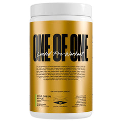 ONE OF ONE Loaded Pre-Workout bottle on a gym counter for a high-energy session