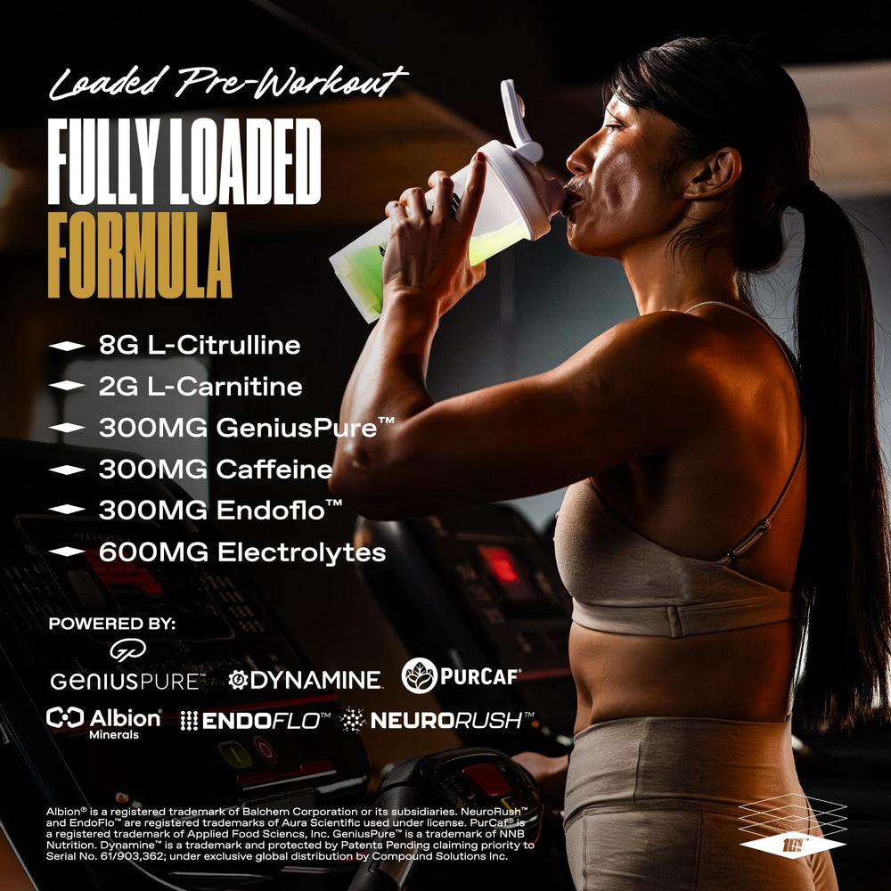 ONE OF ONE Loaded Pre-Workout box packaging emphasizing quality and origin