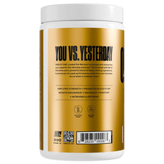 ONE OF ONE Loaded Pre-Workout Pink Burst label – Alpha GPC for sharper focus.