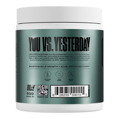 Close-up of the ONE OF ONE Peptide Builder label highlighting the science-backed blend.