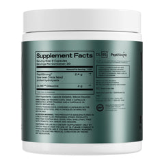 Serving spoon beside ONE OF ONE Peptide Builder for easy daily dosing.