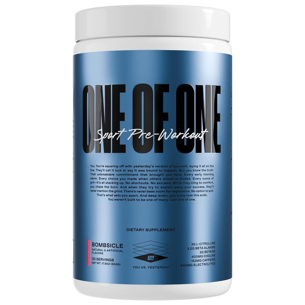 ONE OF ONE Sport Pre-Workout Bombsicle tub front view for clean energy.