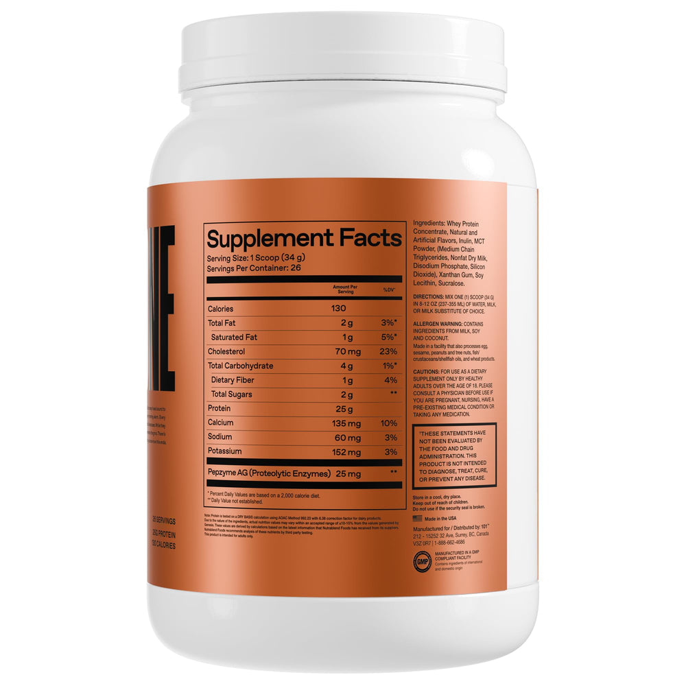 ONE OF ONE Whey gluten-free badge emphasizes inclusive dietary options.