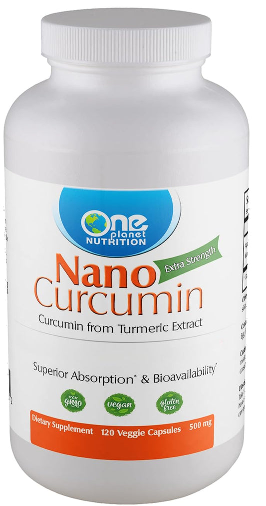 One Planet Nutrition Nano Curcumin bottle front for daily use.