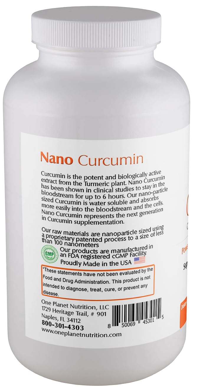 Close-up of Nano Curcumin Plus label showing vegan and gluten-free claims