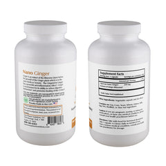 Close-up of Nano Ginger Root capsules illustrating nano-sized ginger for faster absorption.