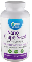 One Planet Nutrition nano grape seed extract bottle supports antioxidant defenses and circulation.