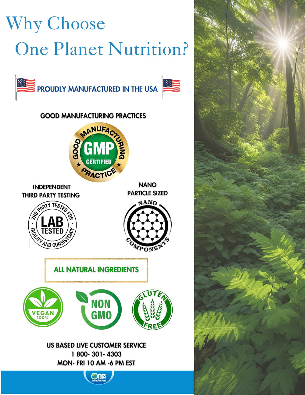 One Planet Nutrition Nano Vitamin C third party testing seal