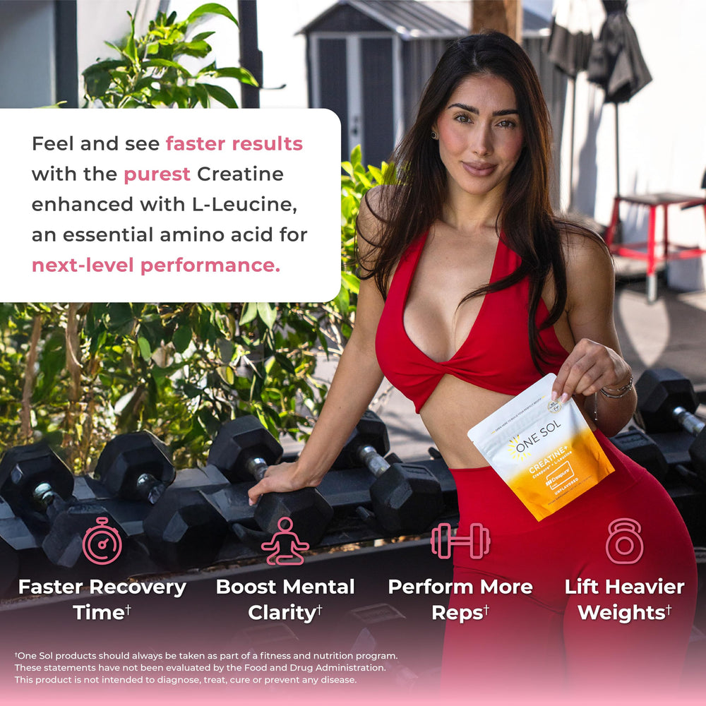 One Sol Creatine para mujeres, ingredientes veganos y transparentes