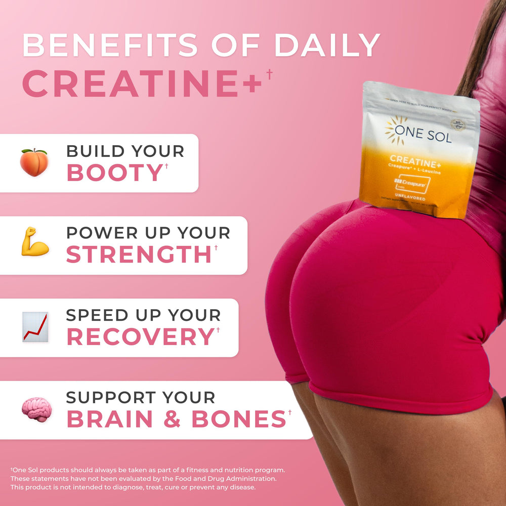 One Sol Creatine para mujeres, etiqueta de sabor cereza ácida en la botella
