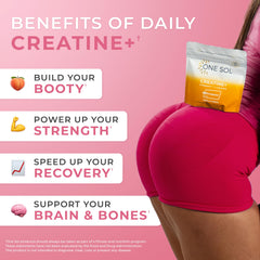 One Sol Creatine para mujeres, etiqueta de sabor cereza ácida en la botella
