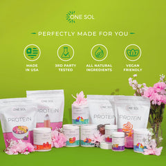 One Sol Greens badge indicating vegan, soy-free, non-GMO status.