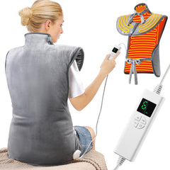 OneAmg 24x37 heat pad neatly covers the neck and shoulders for deep warming relief.
