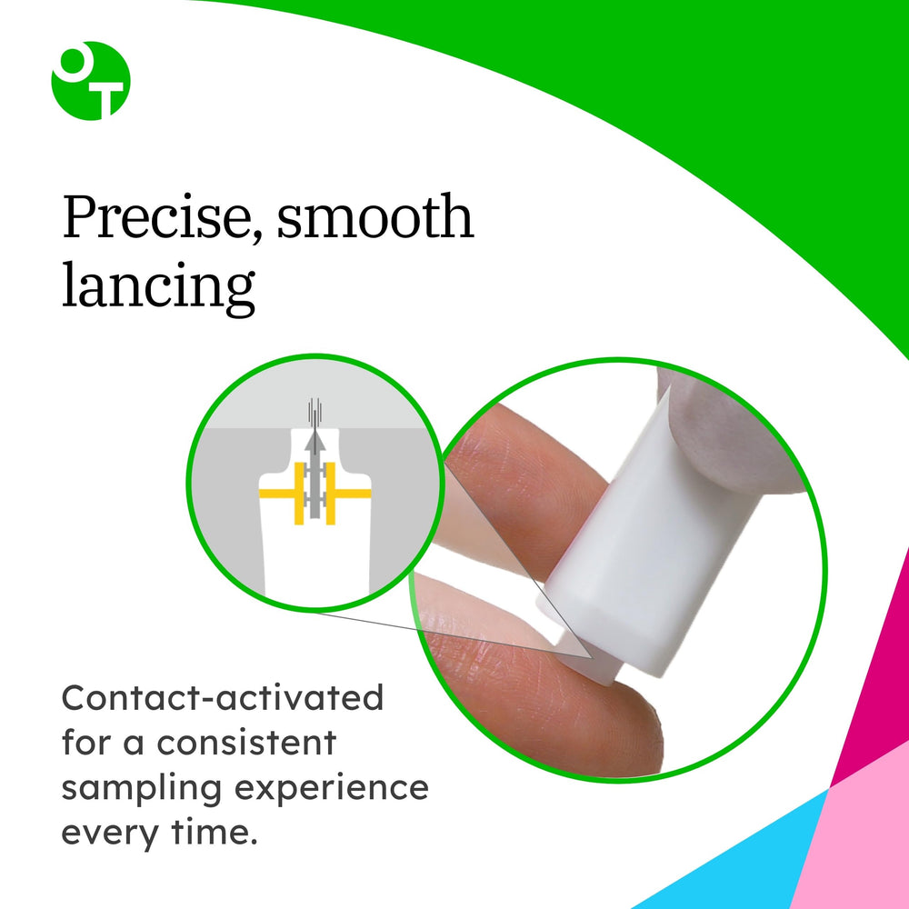 OneTouch Delica Safety lancet features automatic needle retraction.