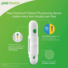 Portable ONETOUCH glucometer fits in a pocket for on the go testing