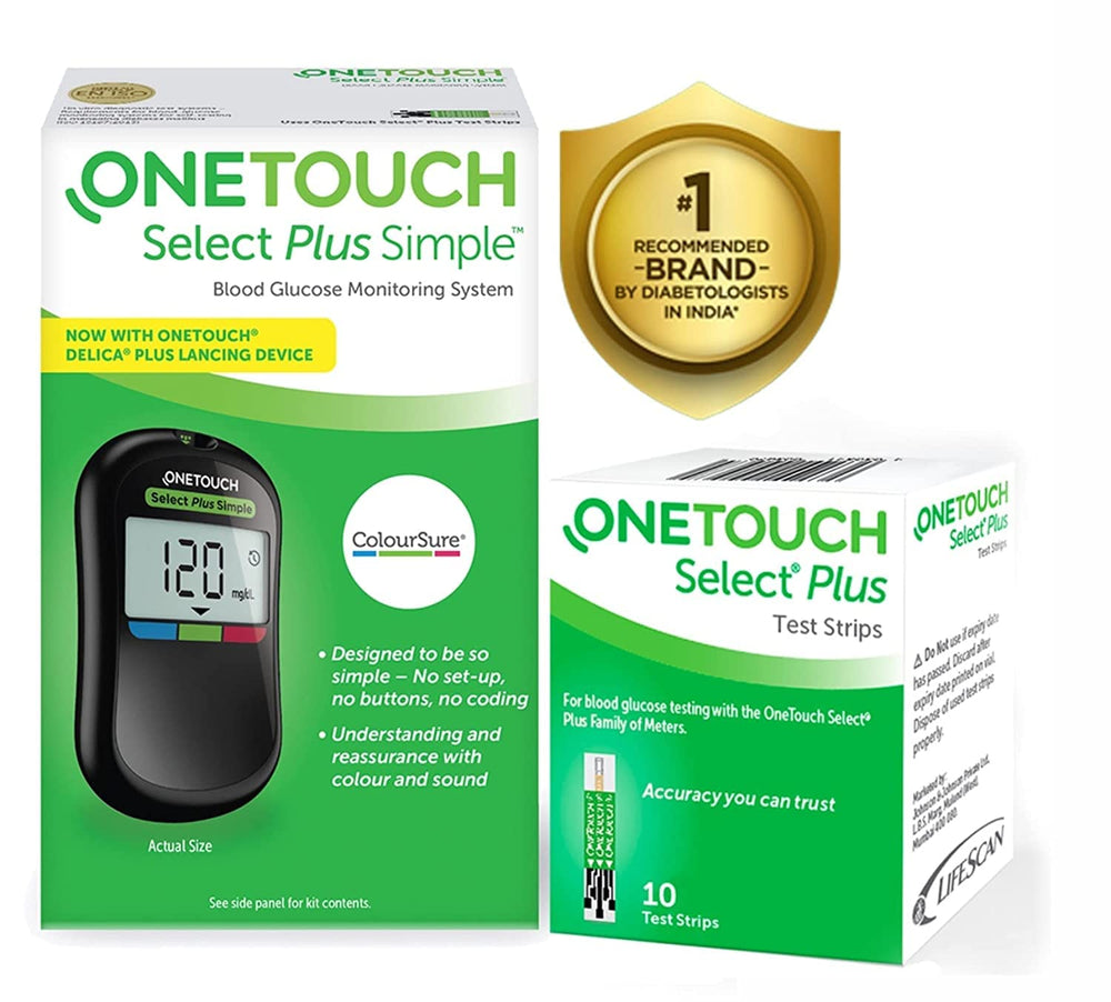 ONETOUCH Select Plus Simple glucometer with green body and readable LCD display