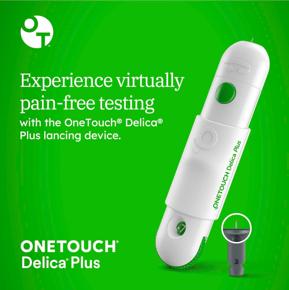 OneTouch sterile lancets ensure small blood samples with reduced discomfort.