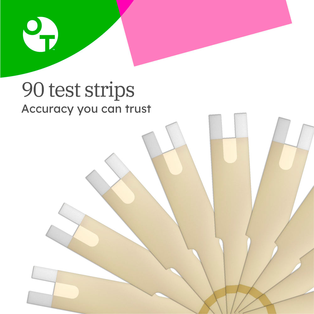 OneTouch Verio strip small-sample for comfortable testing.