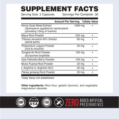 ONL Major Load bottle side label highlighting key ingredients for stamina