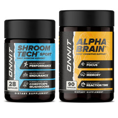 ONNIT Alpha Brain 90-count capsules bottle for enhanced focus and mental clarity.
