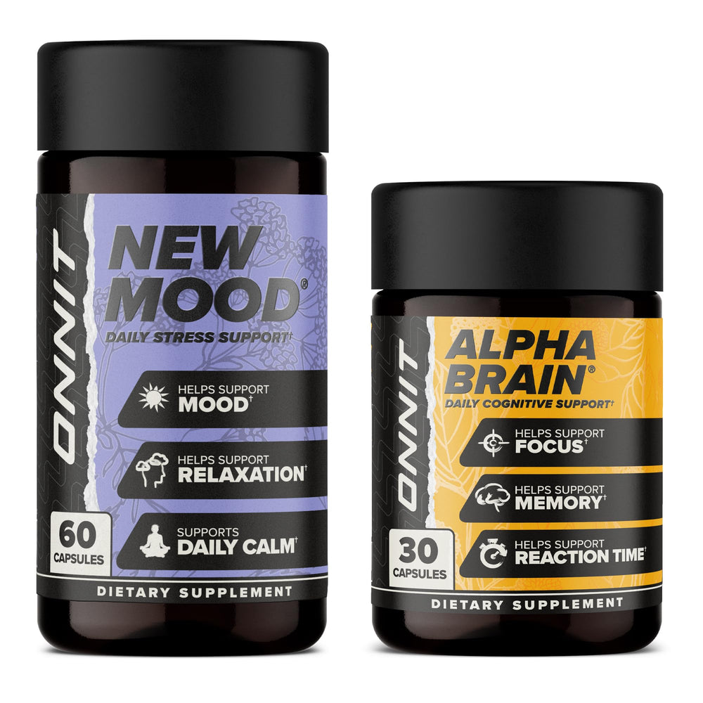 ONNIT Alpha Brain capsules in bottle for cognitive focus.