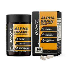 ONNIT Alpha Brain capsules close-up for focused cognition and memory support.