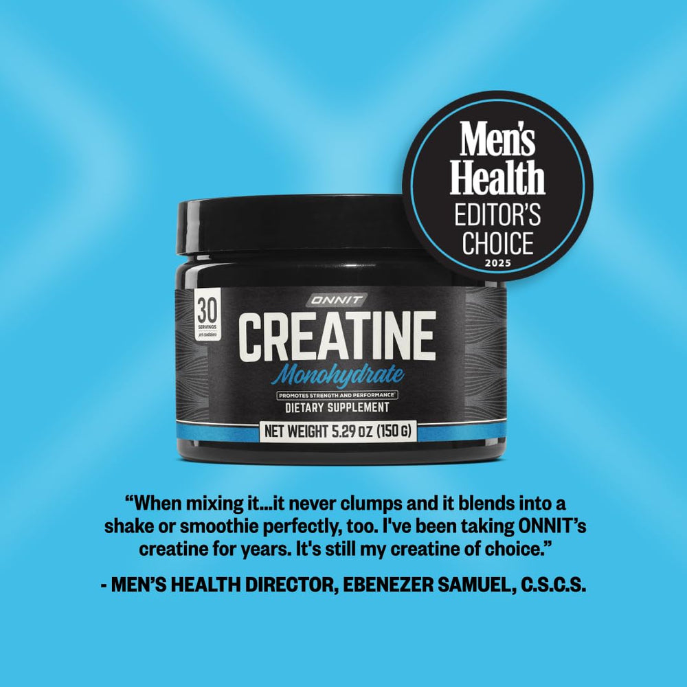 Front view of the ONNIT creatine monohydrate powder bottle for day-to-day use