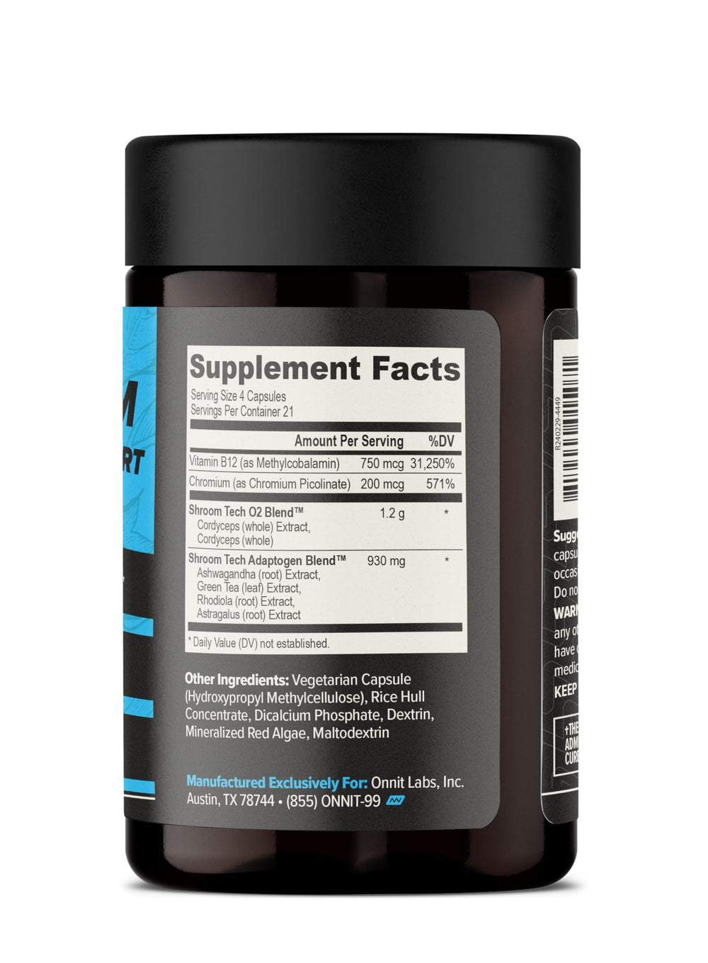 ONNIT New Mood capsules closeup highlights stress relief and relaxation-friendly routine.