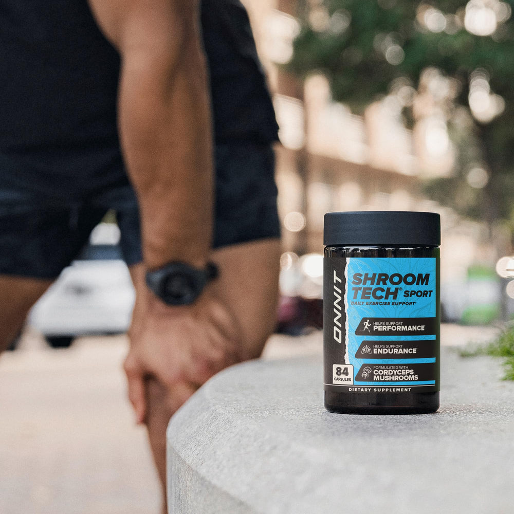 ONNIT Shroom Tech Sport gym bag-ready setup for convenient pre-workout prep.