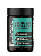 ONNIT Total GUT HEALTH bottle front promoting daily digestive support.