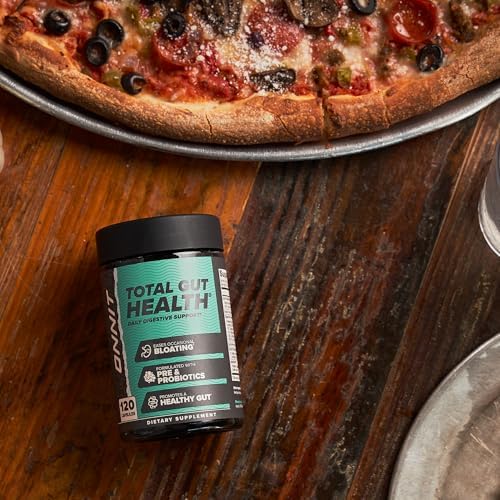 ONNIT Total GUT HEALTH packaging visual communicates a 120-count daily regimen.
