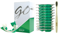 Opalescence Go 15% trays top view with prefilled gel for at-home whitening.