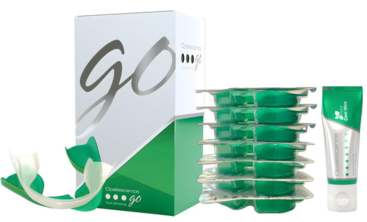 Opalescence Go 15 whitening bundle trays top view for seven-treatment whitening convenience.