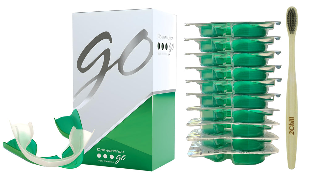 Opalescence Go kit open trays for on-the-go whitening convenience.