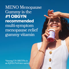 O Positiv MENO gummies with water for a daily routine.