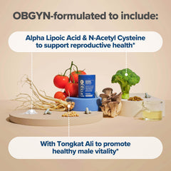 O Positiv Prego Sperm Health packaging box highlighting vegan and non-GMO claims.