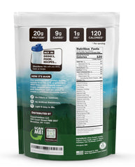 Opportuniteas whey protein scoop resting on creamy powder for easy mixing.