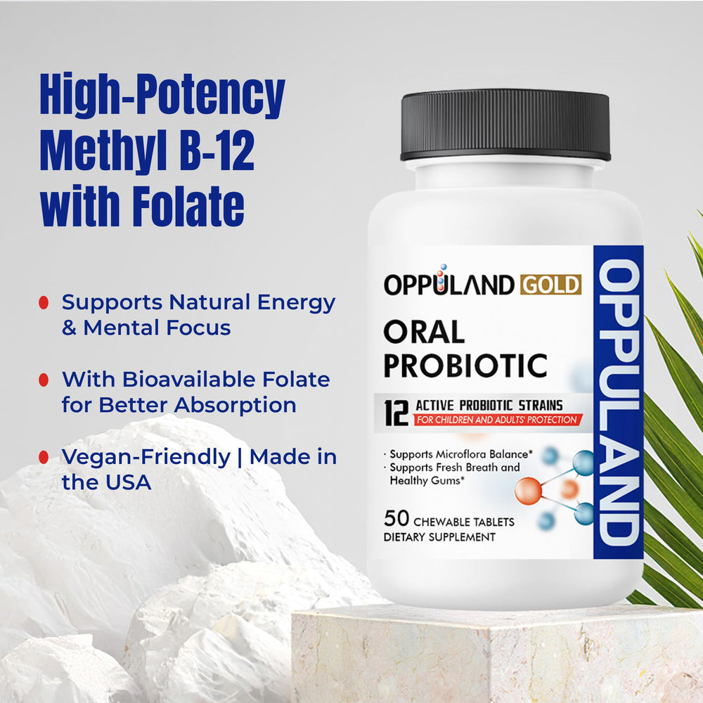 Oppuland 12-strain formulation label highlights key strains.
