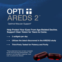 Opti Life MD AREDS2 softgels pour demonstrates convenient daily dosing.